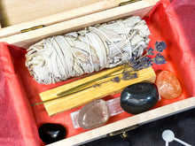 Load image into Gallery viewer, Scorpio Crystal Gift, Scorpio Crystal Set, Scorpio Crystals in Wood Zodiac Box, Crystals Scorpio Gift Set