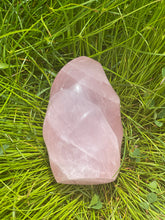 Load image into Gallery viewer, Large Rose Quartz Flame, Rose Quartz Flame 585 grams/1 lb 4 oz, Rose Quartz Spiral, Standing Rose Quartz