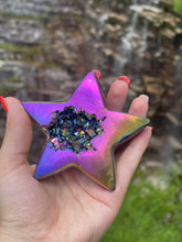Load image into Gallery viewer, Titanium Rainbow Aura Quartz Star, The Stone of Universal Light Star Crystal, Titanium Aura Quartz Star, Star Gemstone, Large Titanium Star