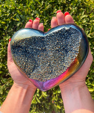 Load image into Gallery viewer, Titanium Aura Quartz Heart, The Stone of Universal Light Rainbow Titanium Aura Quartz Heart, Large Titanium Aura Quartz, Large Crystal Heart