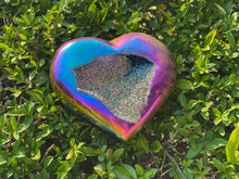 Load image into Gallery viewer, Titanium Aura Rainbow Quartz Heart, Titanium Aura Quartz Heart, Rainbow Titanium Aura Quartz Druzy Heart, Large Titanium Aura Quartz Heart