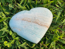 Load image into Gallery viewer, Caribbean Calcite Heart, 2.3 pounds Blue Aragonite Heart, Large Caribbean Calcite Heart, Huge Calcite Heart, Caribbean Calcite Extra Large