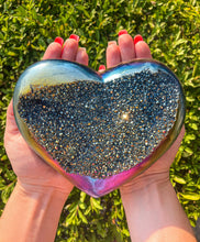 Load image into Gallery viewer, Titanium Aura Quartz Heart, The Stone of Universal Light Rainbow Titanium Aura Quartz Heart, Large Titanium Aura Quartz, Large Crystal Heart