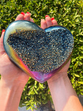 Load image into Gallery viewer, Titanium Aura Quartz Heart, The Stone of Universal Light Rainbow Titanium Aura Quartz Heart, Large Titanium Aura Quartz, Large Crystal Heart