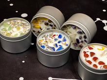 Load image into Gallery viewer, Intention Candles, 4oz Crystal Manifestation Candles, Abundance, Confidence and Relaxation Candles, Small Crystal Herbal Infused Candle