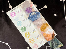 Load image into Gallery viewer, Raw Crystal 7 Chakra Set with Selenite Plate, Chakra Crystals, Chakra Set, Healing Crystals and Stones, Seven Chakras, Rough Chakra Crystals