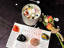 Load image into Gallery viewer, Leo Crystals Set, Leo Zodiac Gifts, Leo Crystal Box, Crystals for Leo, Leo Crystal Candle, Leo Birthstones, Leo Gift Set, Birthday Leo Box