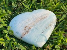 Load image into Gallery viewer, Caribbean Calcite Heart, 2.3 pounds Blue Aragonite Heart, Large Caribbean Calcite Heart, Huge Calcite Heart, Caribbean Calcite Extra Large