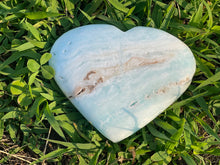 Load image into Gallery viewer, Caribbean Calcite Heart, 2.3 pounds Blue Aragonite Heart, Large Caribbean Calcite Heart, Huge Calcite Heart, Caribbean Calcite Extra Large