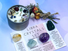 Load image into Gallery viewer, Libra Crystals, Libra Crystal Box, Libra Crystal Set, Crystals for Libra, Libra Candle with Gemstones, Libra Birthstones, Libra Crystals Kit