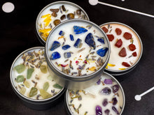Load image into Gallery viewer, Intention Candles, 4oz Crystal Manifestation Candles, Abundance, Confidence and Relaxation Candles, Small Crystal Herbal Infused Candle