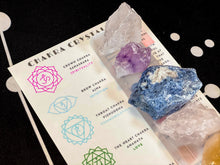 Load image into Gallery viewer, Raw Crystal 7 Chakra Set with Selenite Plate, Chakra Crystals, Chakra Set, Healing Crystals and Stones, Seven Chakras, Rough Chakra Crystals