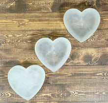 Load image into Gallery viewer, Selenite Charging Bowl, Selenite Heart Bowl, Charging Selenite Bowl, Selenite Charging Dish, White Selenite Heart Shaped Dish Bowl,