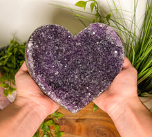 Load image into Gallery viewer, Large Amethyst Heart from Brazil, Big Deep Purple Amethyst Heart, Amethyst Geode Heart, Top Grade Amethyst Heart, AAA Amethyst Heart
