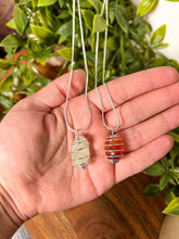 Load image into Gallery viewer, Carnelian Necklace, Carnelian Caged Necklace, Crystals Necklace, Necklace Carnelian, Aquamarine Necklace, Caged Crystal Necklace