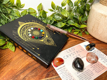 Load image into Gallery viewer, Leo Crystal Set, Leo crystals, Crystals for Leo, Leo Gift Box, Zodiac Gifts, Manifestation Set, Journal For Manifestation, Zodiac Journal