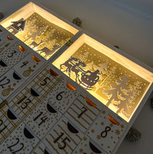 Load image into Gallery viewer, Wood Crystal Advent Calendar with LED Lights