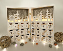Load image into Gallery viewer, Wood Crystal Advent Calendar with LED Lights