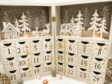 Load image into Gallery viewer, Wood Crystal Advent Calendar with LED Lights