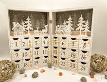 Load image into Gallery viewer, Wood Crystal Advent Calendar with LED Lights