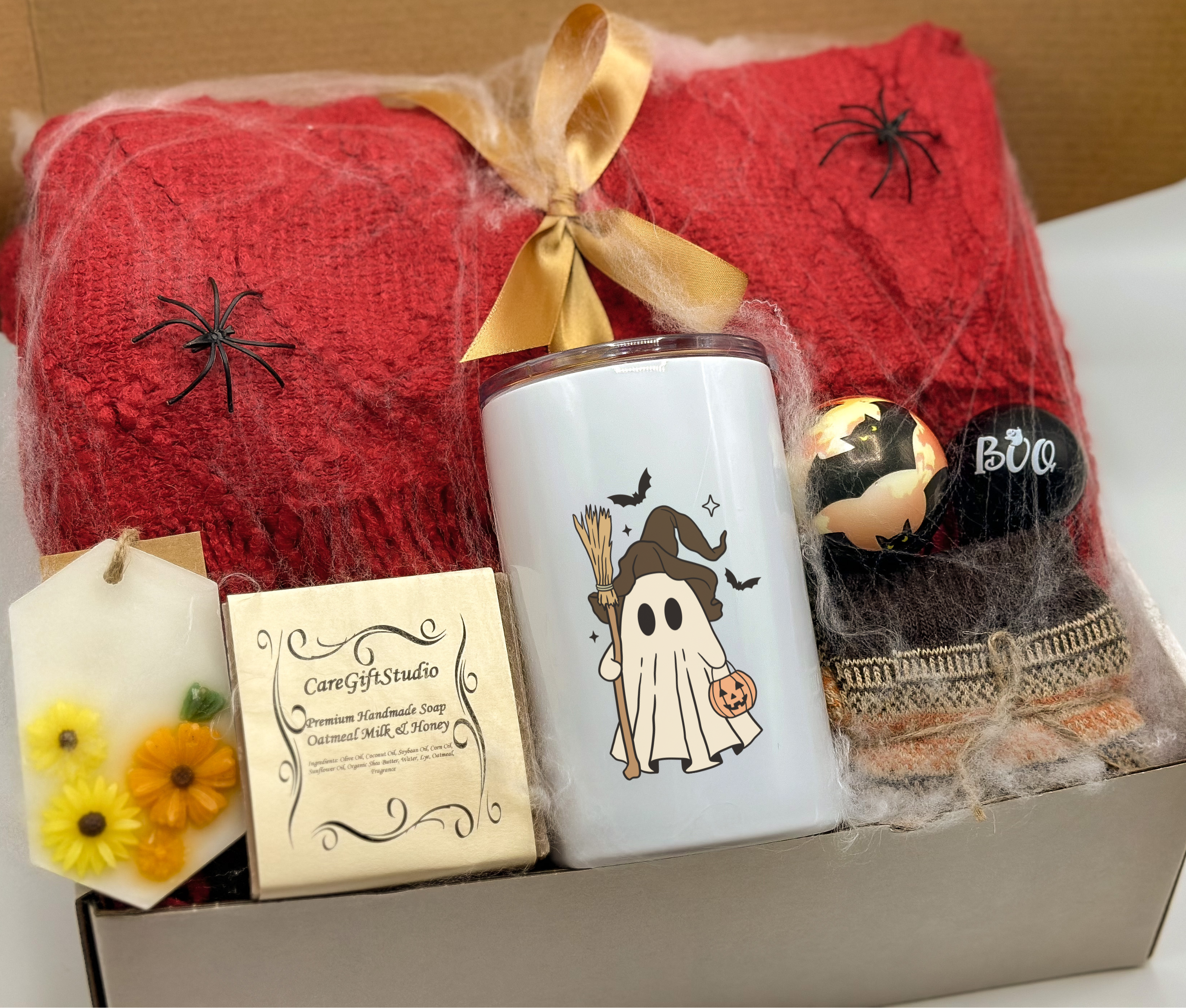 Hygge Fall Gift Box: Custom Tumbler, Cozy Blanket & Candle