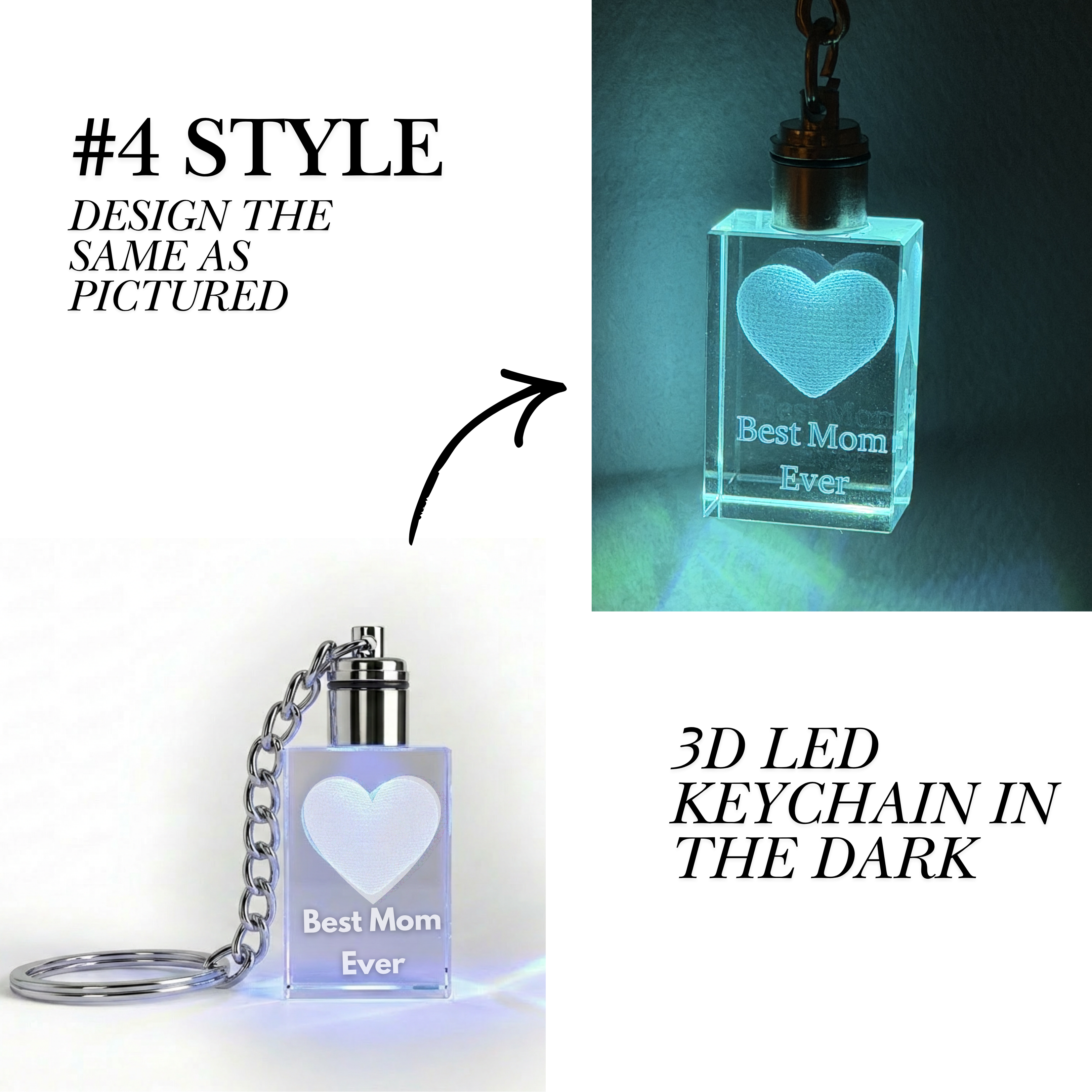Custom 3D LED Keychain, Mother's Day Custom Keychain