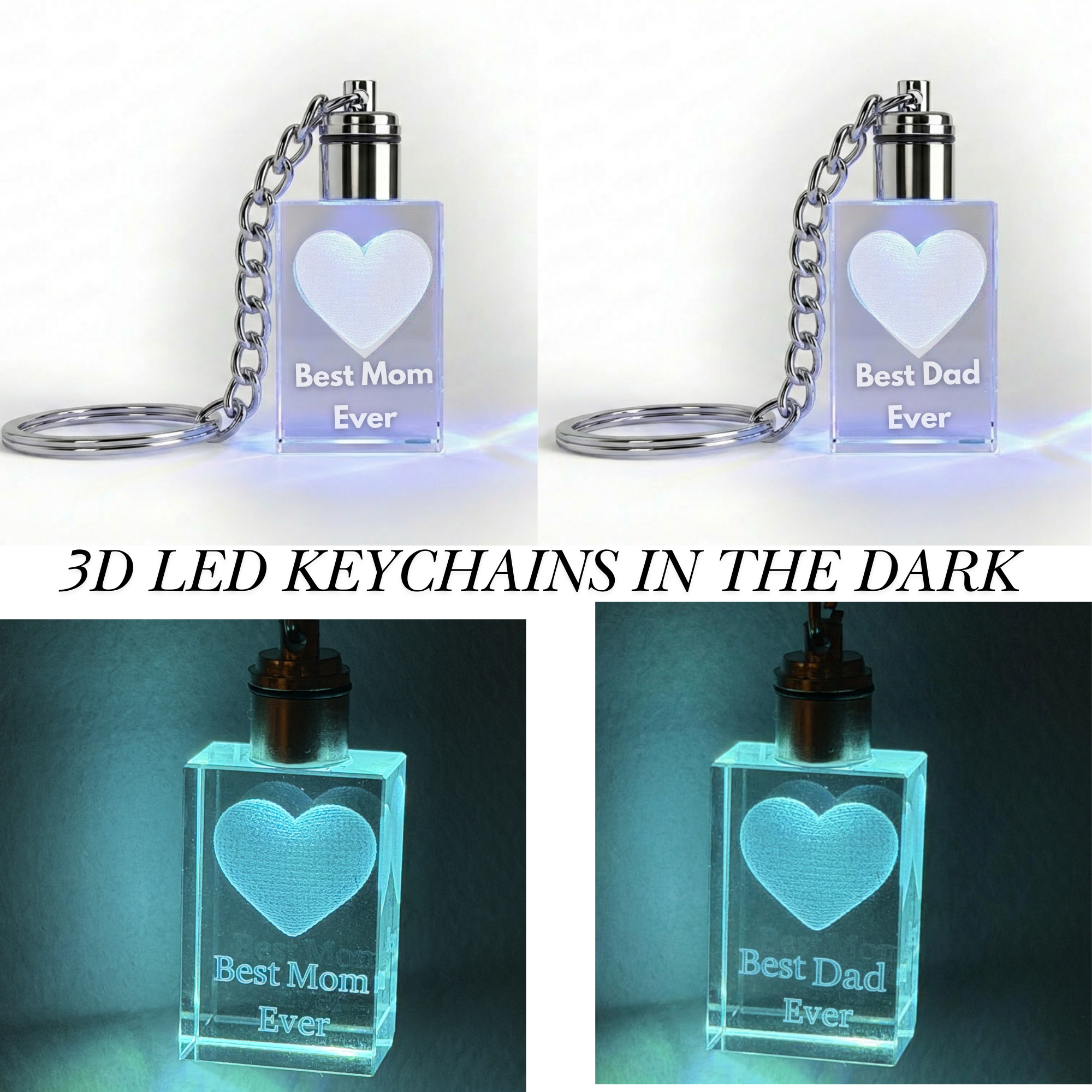 Custom 3D LED Keychain, Mother's Day Custom Keychain