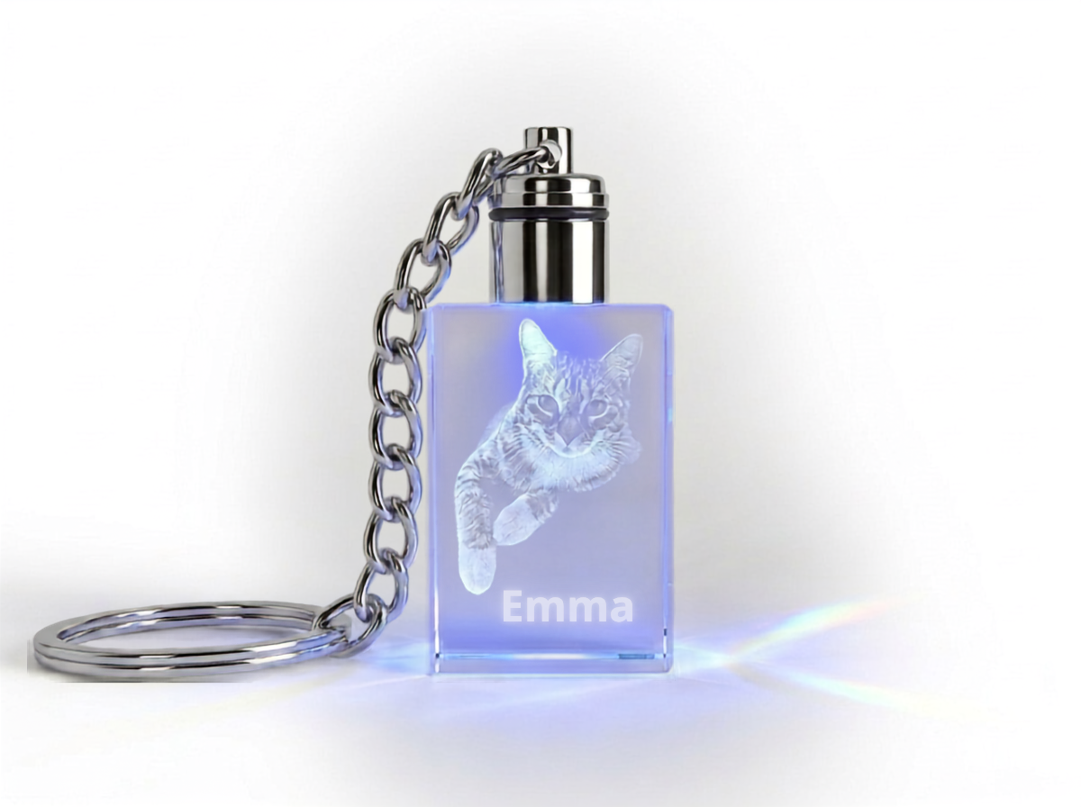 Custom 3D LED Keychain, Pet Sympathy Gift, Custom Dog Picture Keychain, Pet Memorial Gift,