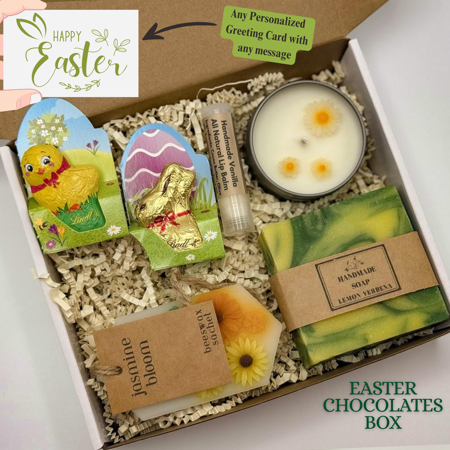 2026 Easter Gift Basket, Spring Care Package, Wooden Bunny Gifts for Grandma, Mom Easter Box