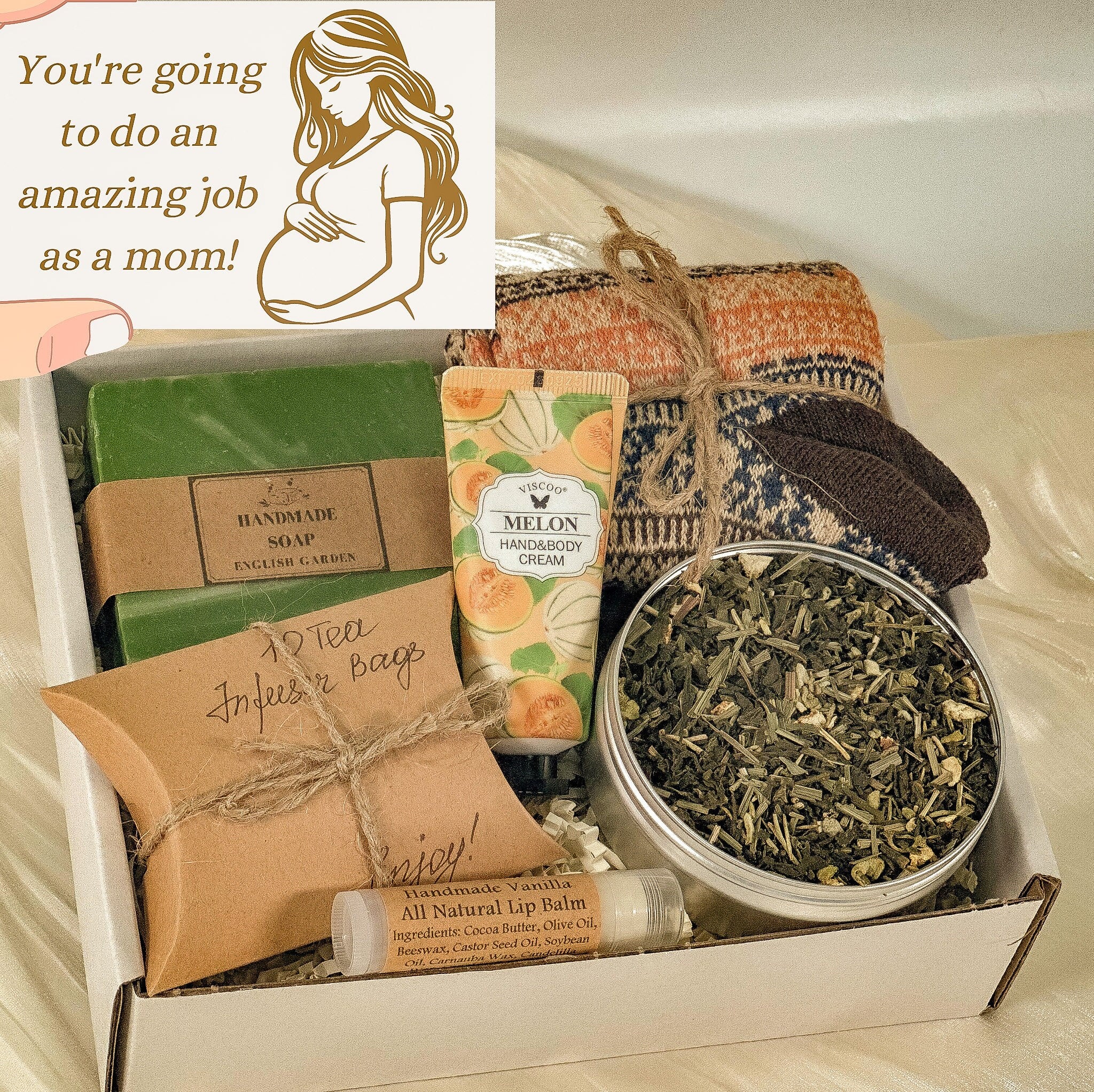 Expecting Mom Gift Basket, First Time Mom Gift, Tea Gift Box for Expecting Mom, Personalized Mom Pregnancy Gift, New Mom Self Care, Congrats
