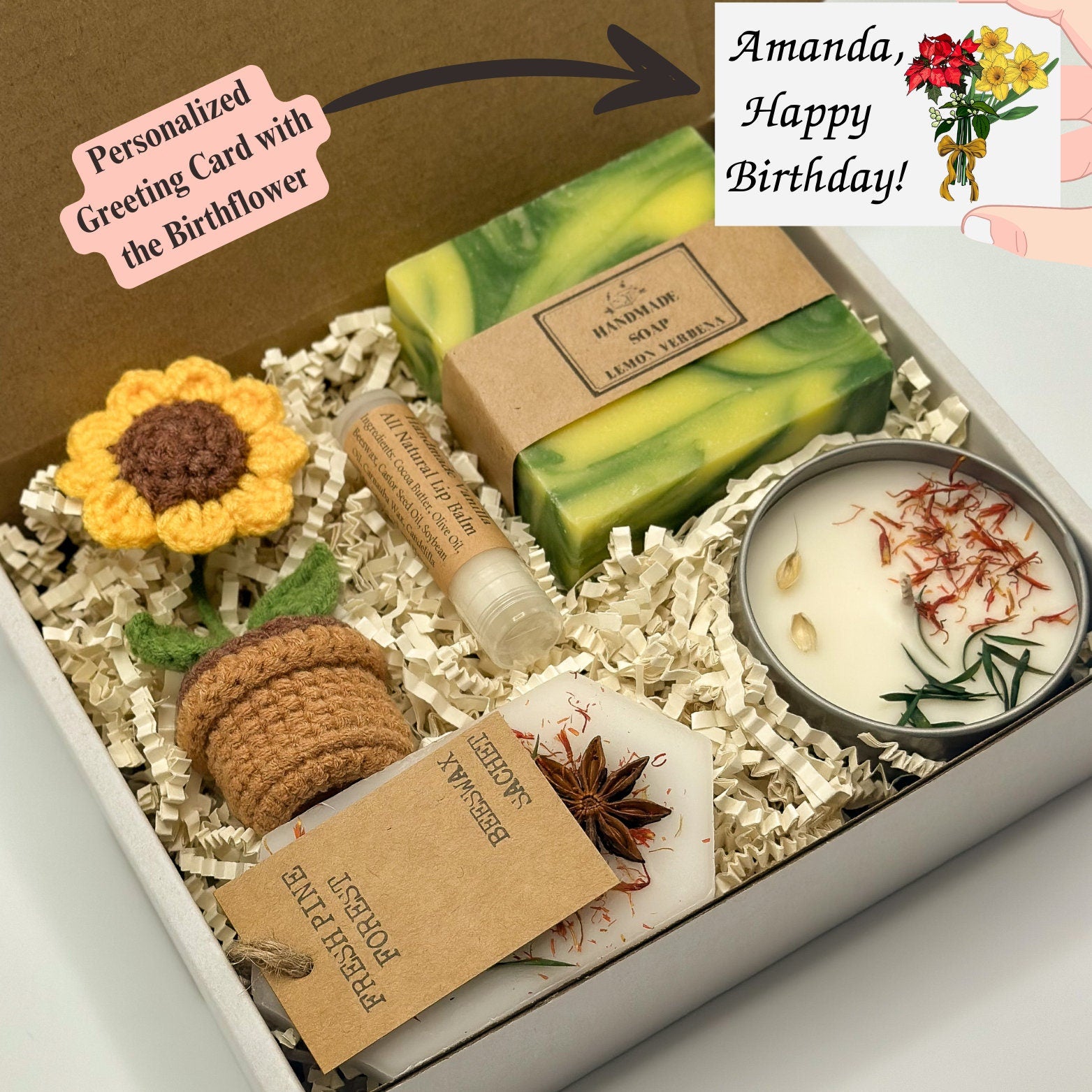 Personalized Birthday Box, Birth Flower Birthday Gift Box, Birthday Present, Gift For Best Friend, Bday Flower, Birthflower Gifts, Gift Box