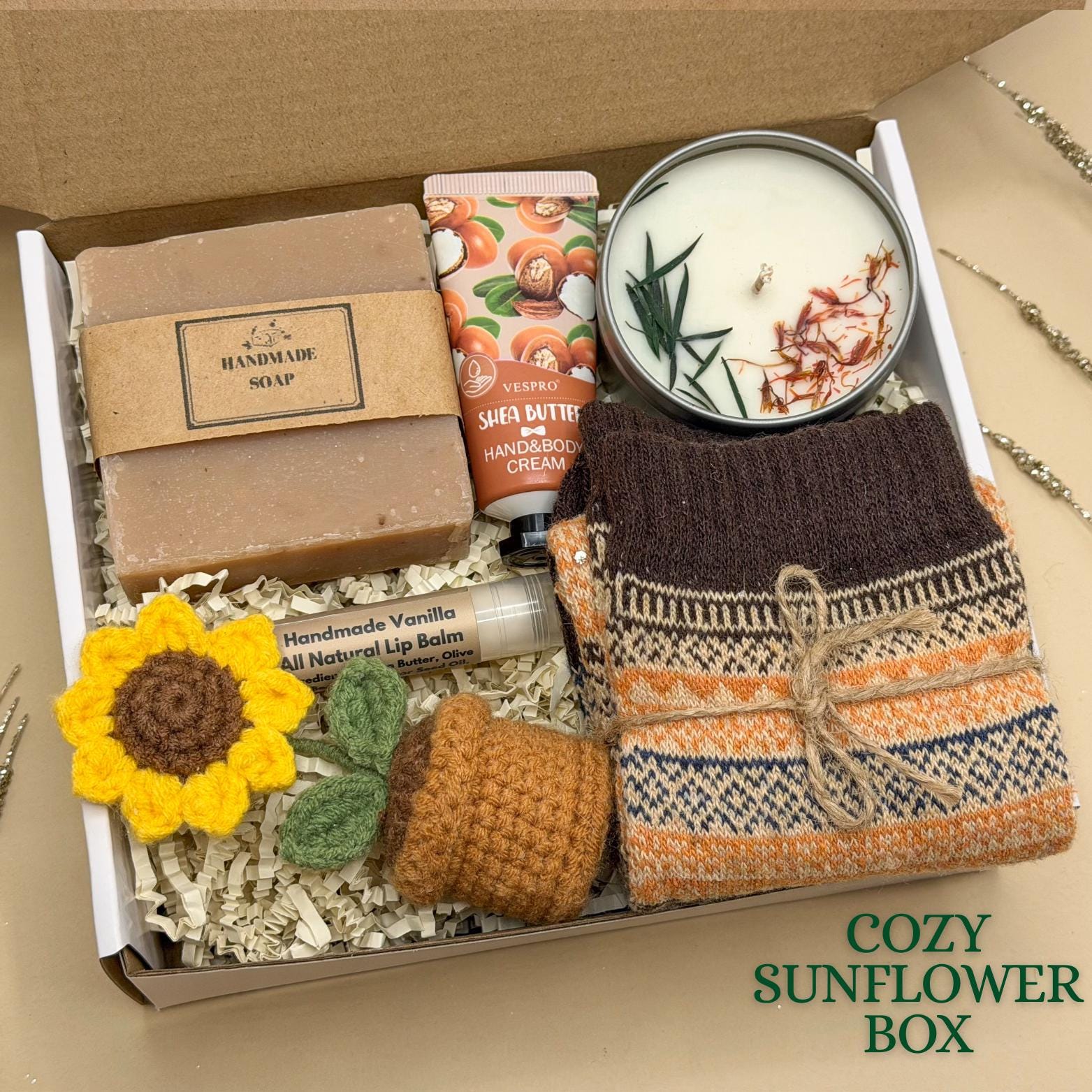 Christmas Winter Gift Box, Cozy Basket for Her, Mom Birthday Set, Sister Thank You