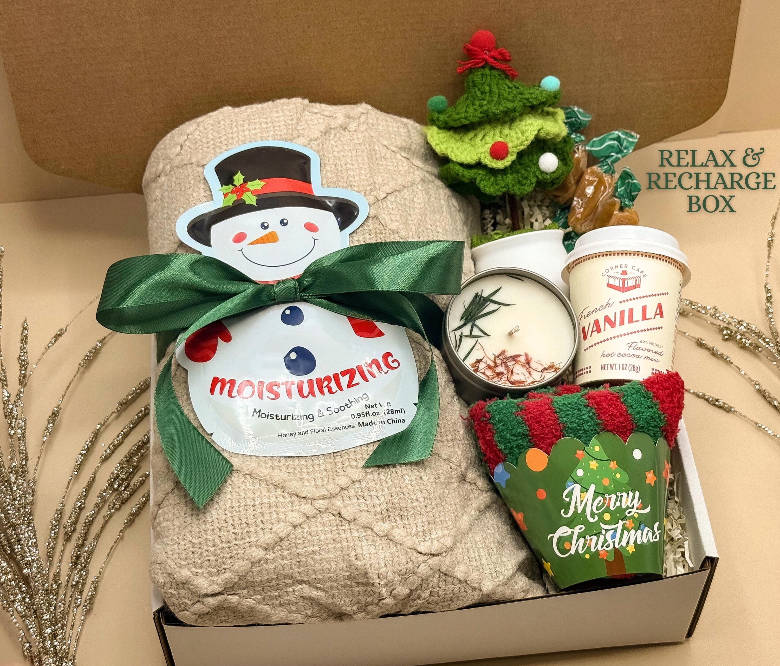 Relaxing Christmas Spa Box, Self Care Appreciation Gift Basket, Birthday Hygge Set