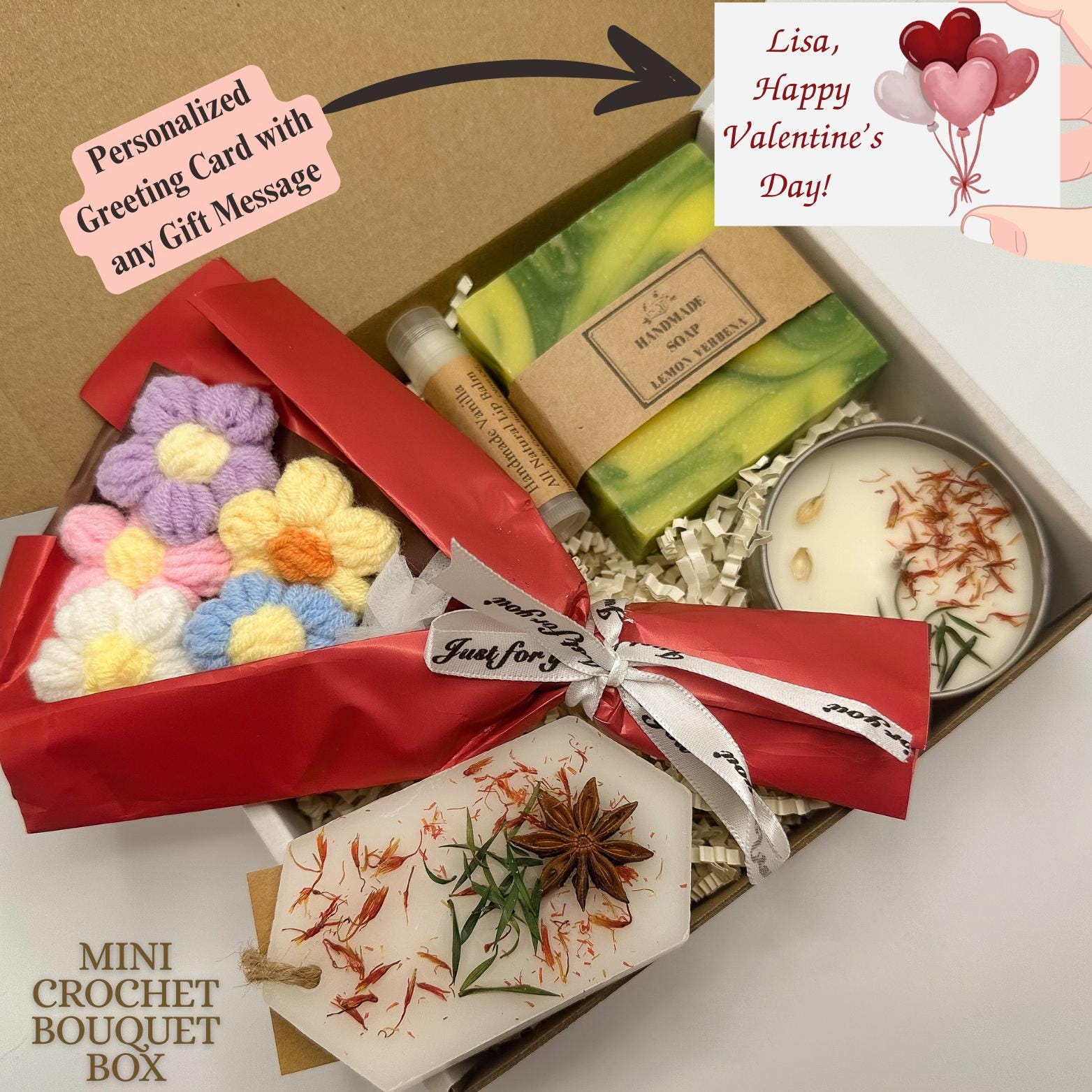 Self Care Gift Box for Valentines Day, Galentine Basket for Her, Womens Spa Set