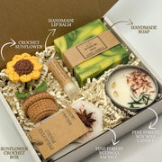 Valentine Crochet Gift Box with Sunflower, Galentine Basket for Friend, Bouquet Gifts  Valentines Day