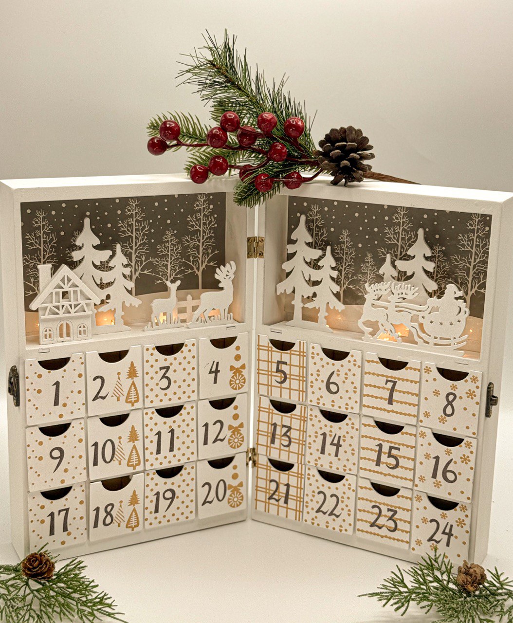 Crystal Advent Calendar in a Wooden Box