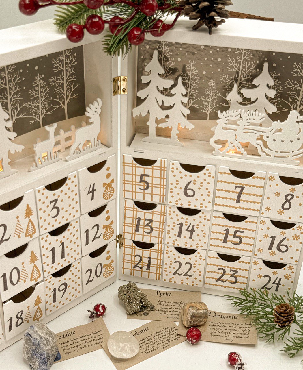 Crystal Advent Calendar in a Wooden Box