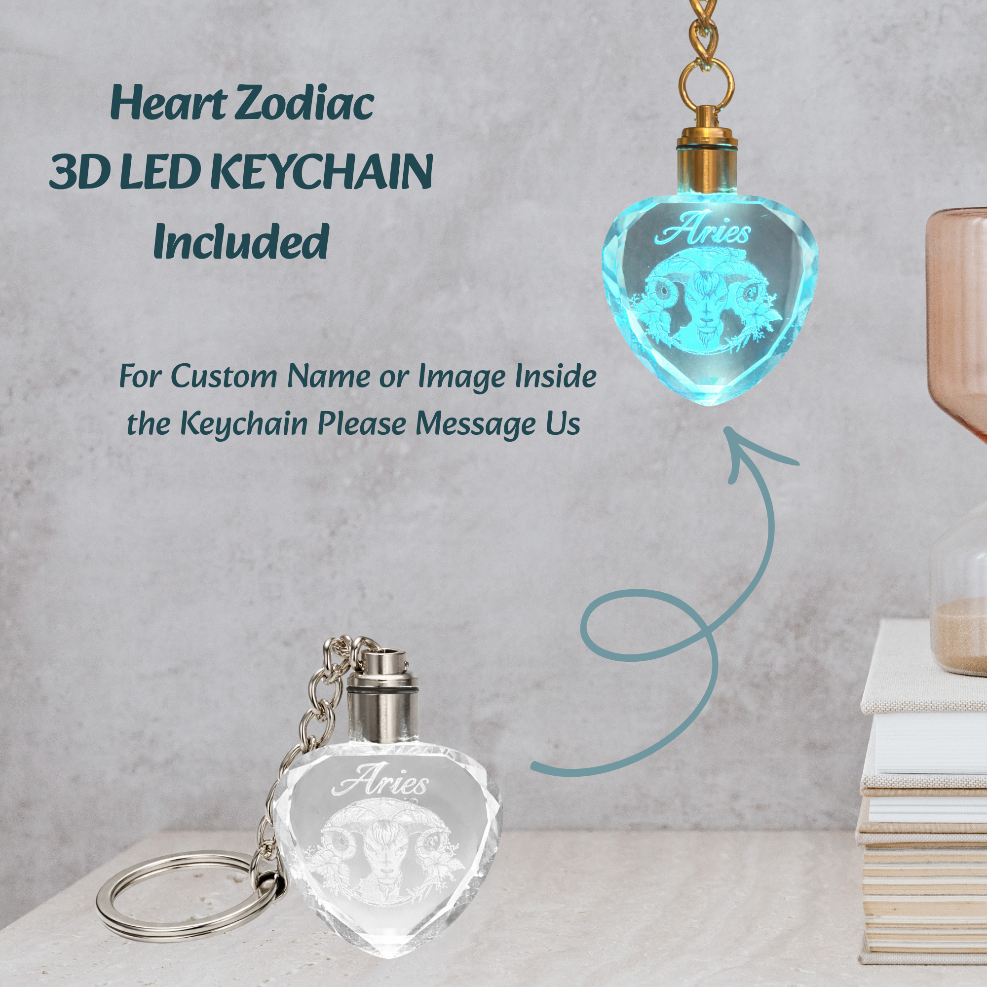 Custom 3D LED Keychain, Mother's Day Custom Keychain