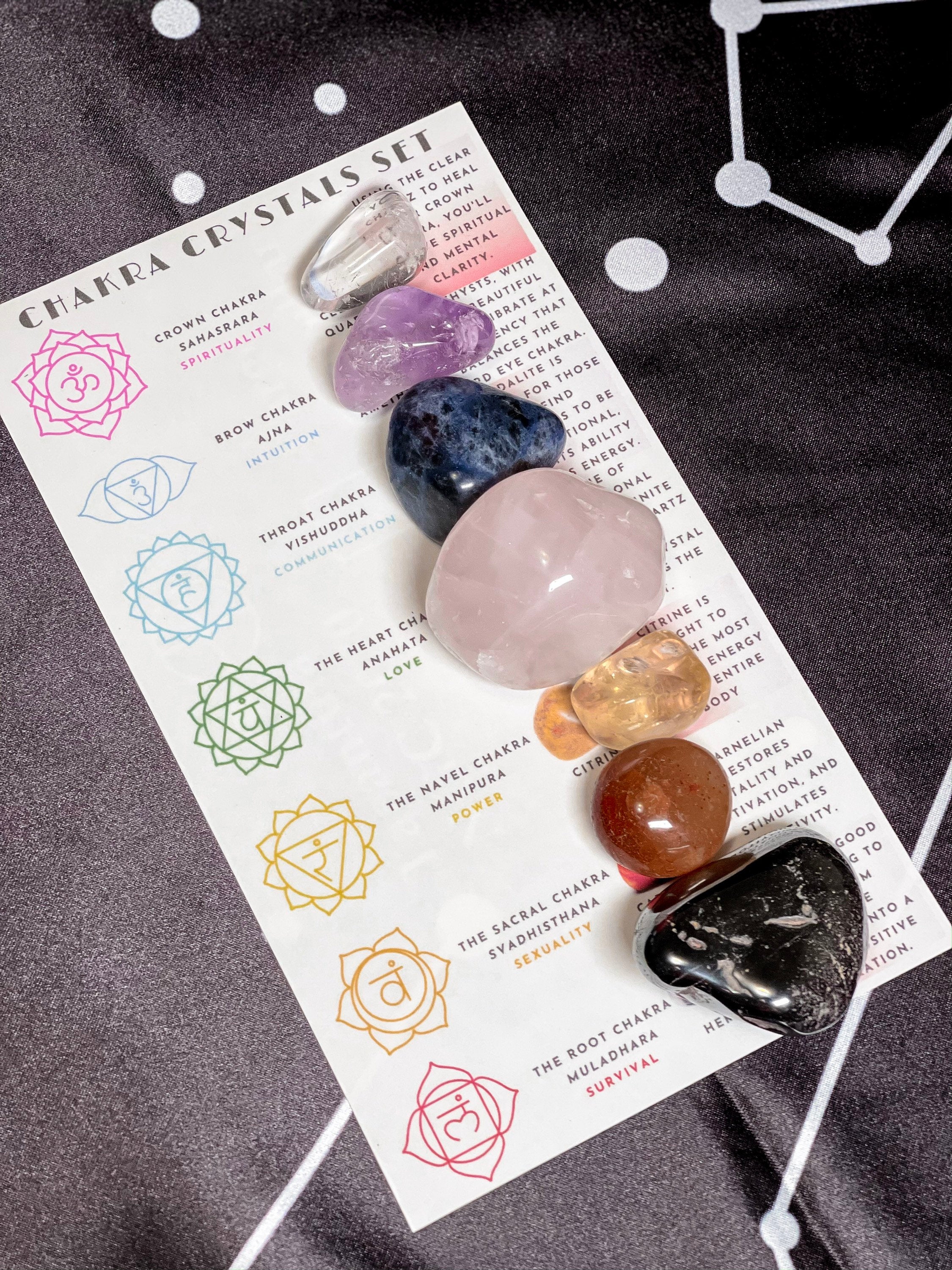 Chakra Crystal Set, 7 Chakra Stones, Chakra Set, Chakra Stone Set, Crystal Chakra Set, Chakra Crystals, Starter Crystals Kit