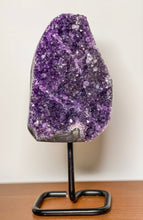 Load image into Gallery viewer, Amethyst Geode on Stand, Amethyst 3.6 pounds with Stand, Amethyst Crystal, Marthyst Geode on a Metal Stand
