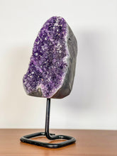 Load image into Gallery viewer, Amethyst Geode on Stand, Amethyst 3.6 pounds with Stand, Amethyst Crystal, Marthyst Geode on a Metal Stand
