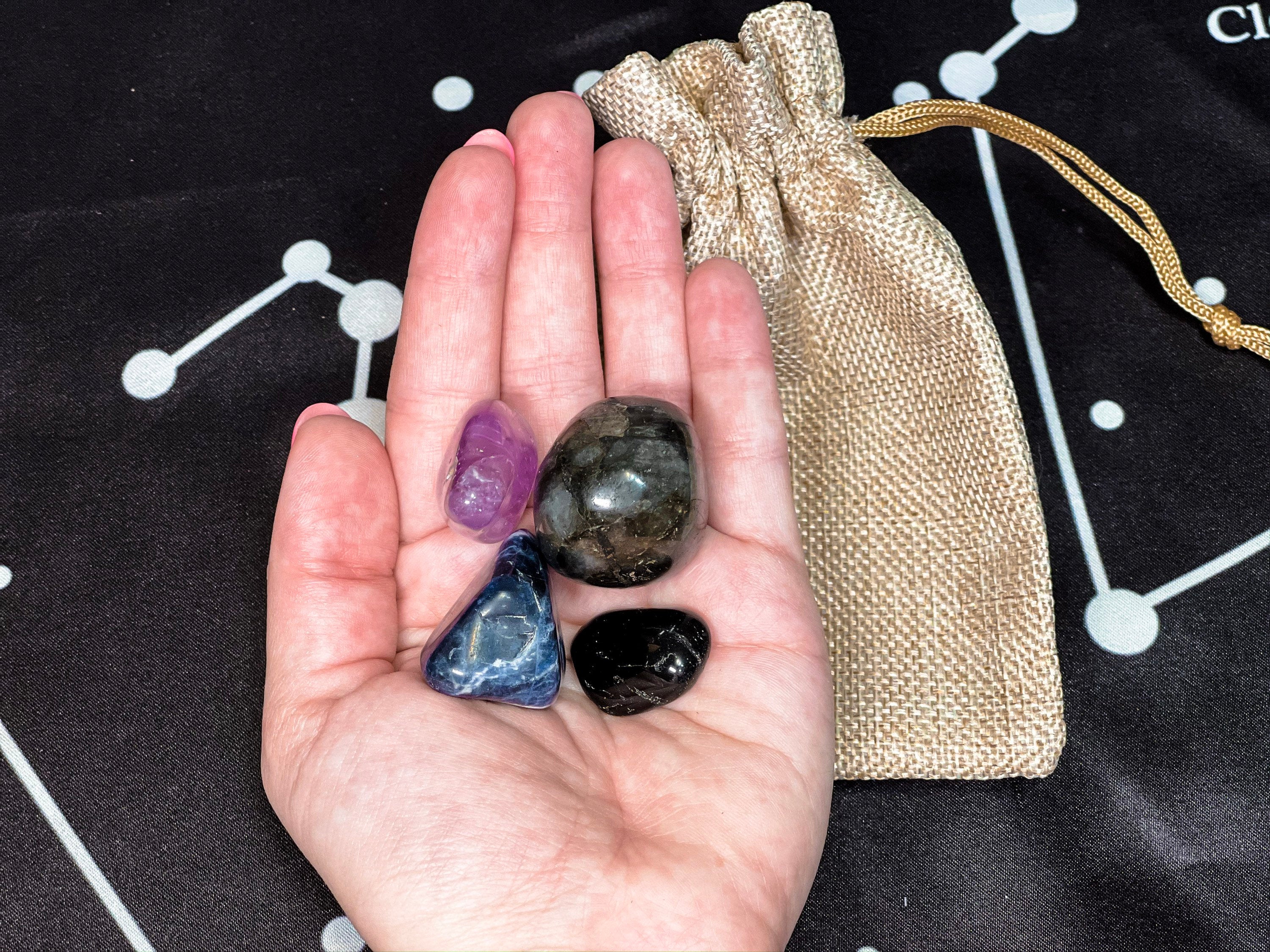 Pisces Zodiac Crystal Set, Pisces Birthstones Crystal Set, Pisces Crystals, Pisces Crystals in Wood Box, Pisces Gemstone Set, Crystal Pisces
