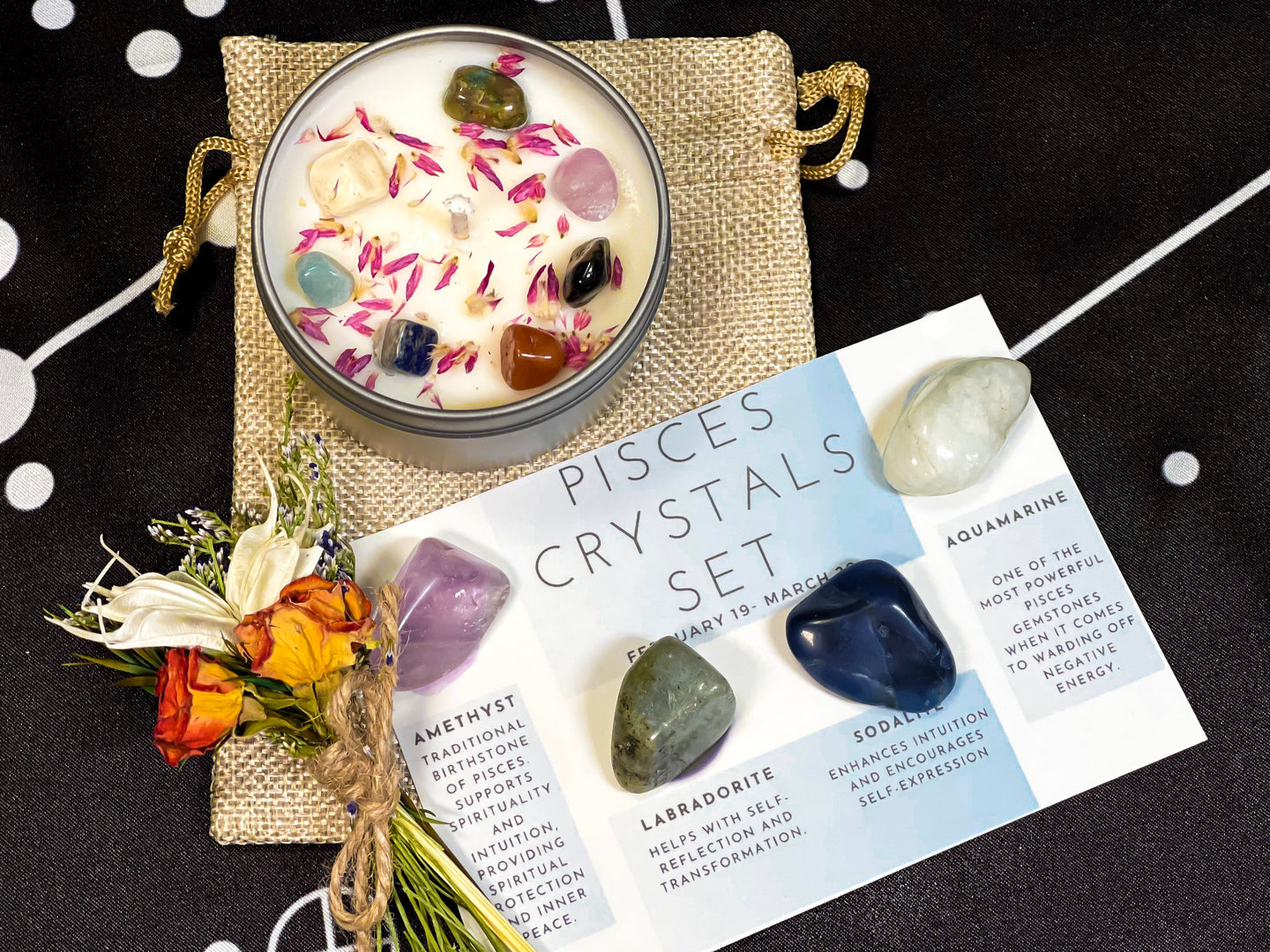 Pisces Crystals Set, Crystals for Pisces Gift, Pisces Birthstones, Pisces Crystal Box, Pisces Crystals, Gemstones for Pisces