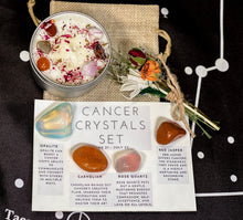 Load image into Gallery viewer, Cancer Crystals Set, Cancer Crystal Box, Cancer Candle, Crystals for Cancer, Candle for Cancer, Cancer Gemstones, Cancer Crystal
