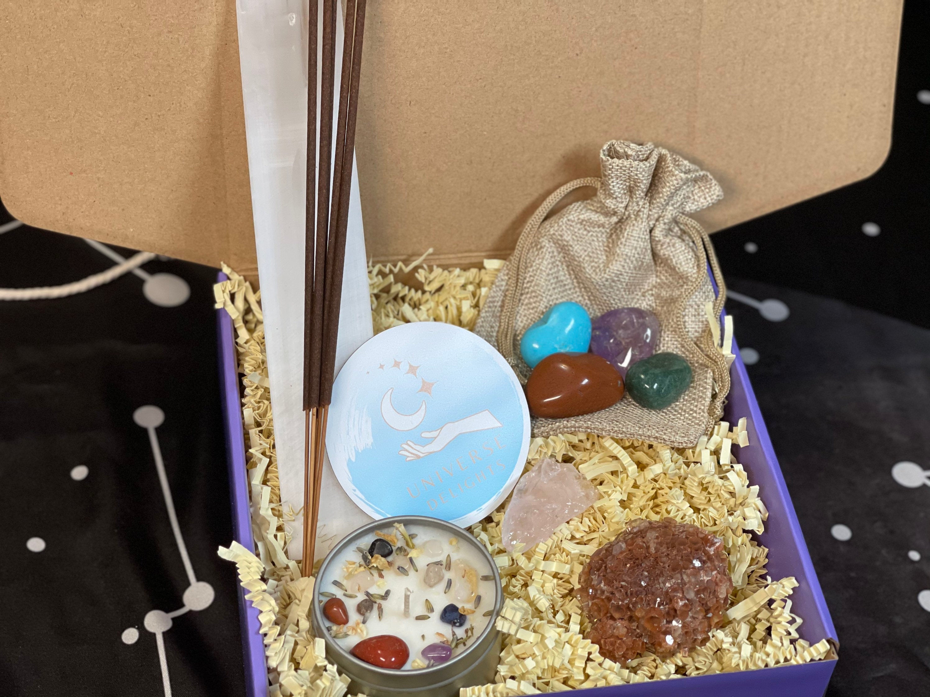 Mystery Crystal Bag, Tumbled and Raw Crystal Box