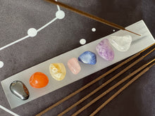 Load image into Gallery viewer, Chakra Crystals with Selenite Incense Holder and Incense Sticks
