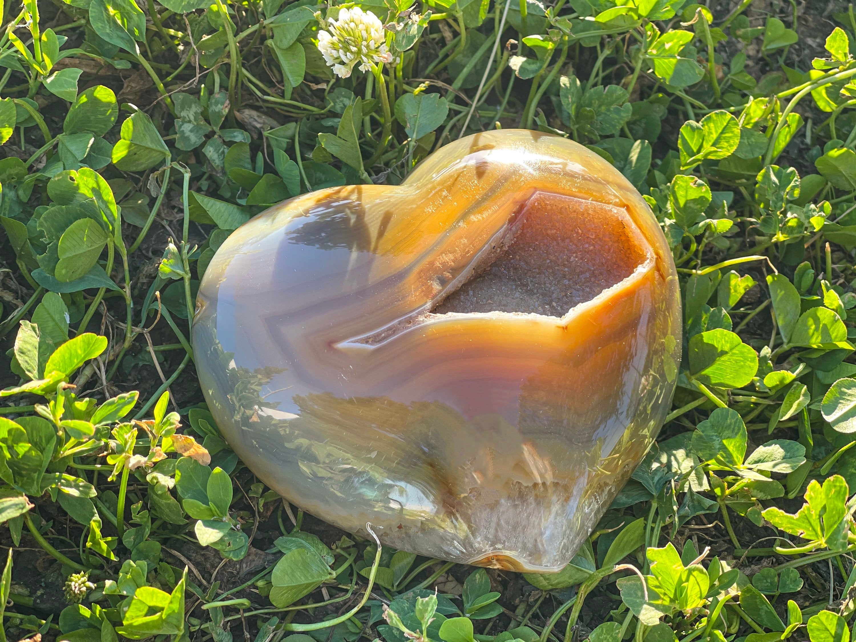 Large Druzy Agate Heart, Big Agate Heart 1 lbs 14 oz, Large Crystal Heart, Puffy Heart
