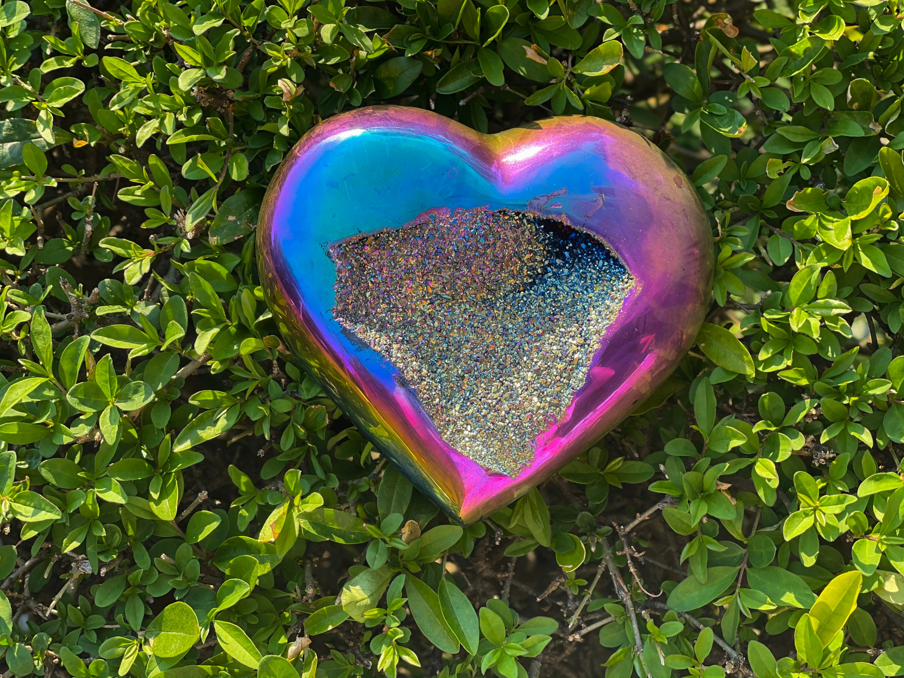 Titanium Aura Rainbow Quartz Heart, Titanium Aura Quartz Heart, Rainbow Titanium Aura Quartz Druzy Heart, Large Titanium Aura Quartz Heart