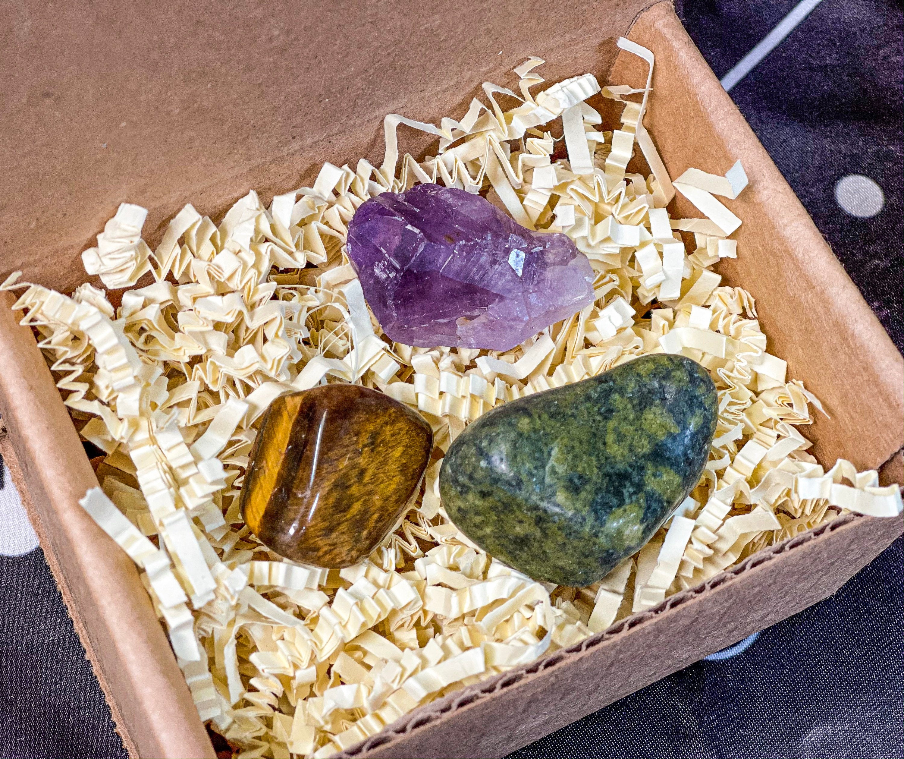 Mystery Crystal Bag, Tumbled and Raw Crystal Box