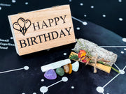Happy Birthday Crystals Gift Set with Wood Box, Crystals Gift Box for Birthday, Birthday Gemstones Set, Birthday Spiritual Gifts
